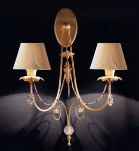 BAGA - PatriziaGarganti | 941 oro foglia/cristall transp/plissed taffeta shade (as931) бра BAGA L45cm H60cm Sp28cm